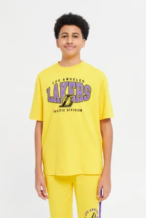 Senior Boys Yellow Lakers Printed T-Shirt