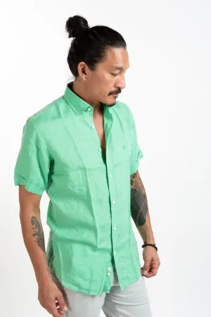 Short Sleeve Linen Shirt - Sea Moss