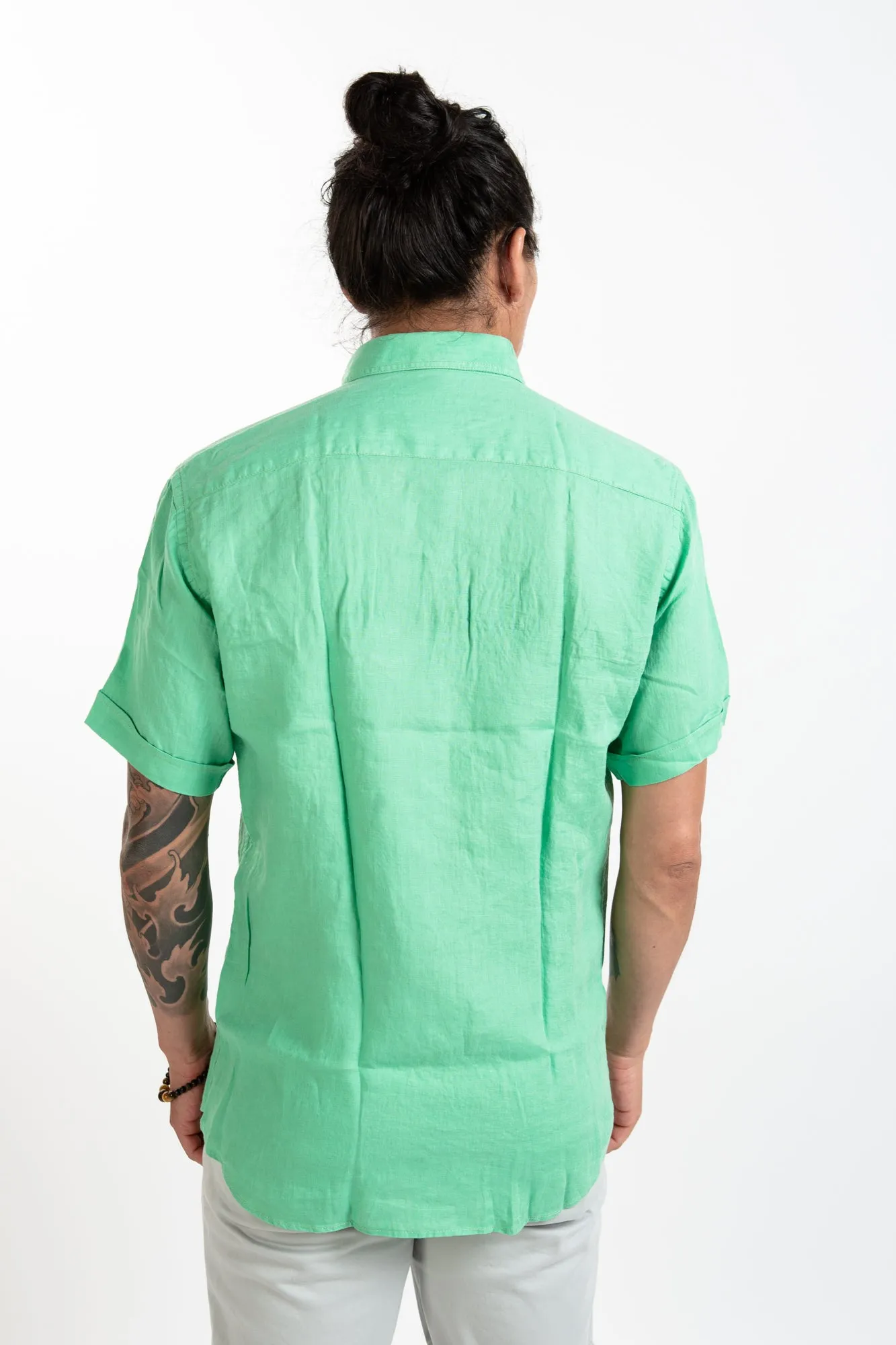 Short Sleeve Linen Shirt - Sea Moss