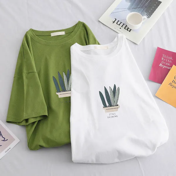 Short Sleeve T-Shirt Women Loose Minimalist Summer Popular cecWhite INS Round-Neck Half Sleeved Fresh Looking Tops T-Shirt