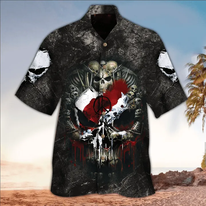 Skull 3D All printed black Hawaii Shirt, Perfect Hawaiian Shirt For Skull Lover, Hawaiian shirt for men