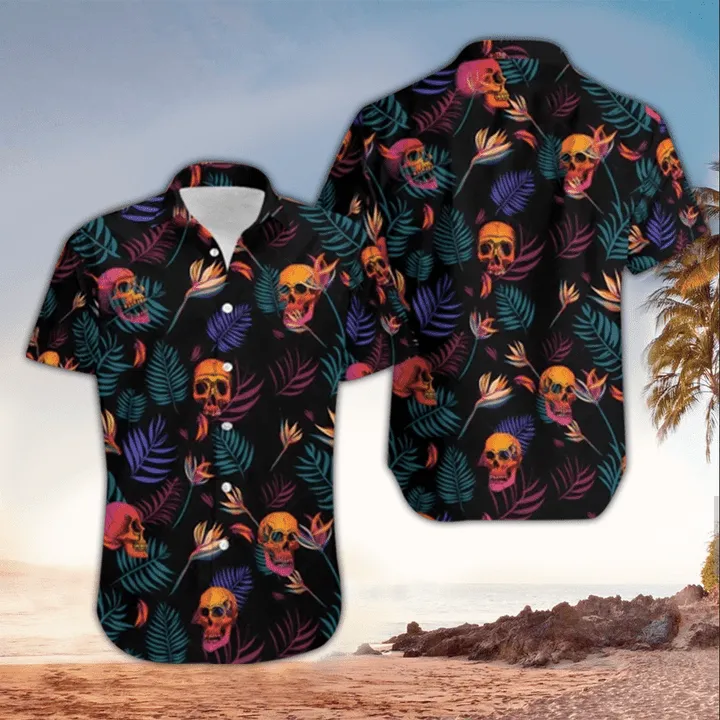Skull 3D All printed black Hawaii Shirt, Perfect Hawaiian Shirt For Skull Lover, Hawaiian shirt for men