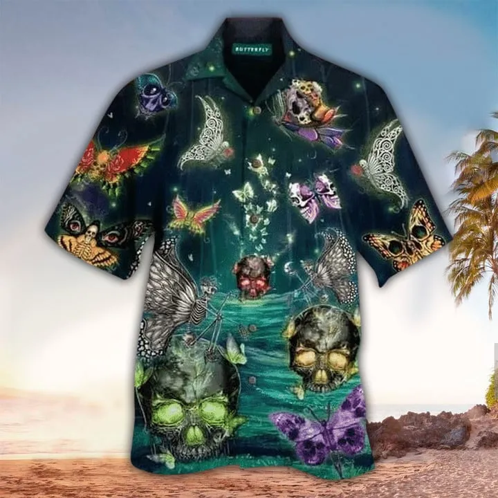 Skull 3D All printed black Hawaii Shirt, Perfect Hawaiian Shirt For Skull Lover, Hawaiian shirt for men