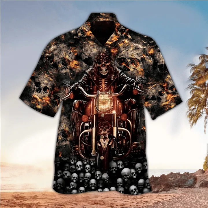 Skull 3D All printed black Hawaii Shirt, Perfect Hawaiian Shirt For Skull Lover, Hawaiian shirt for men