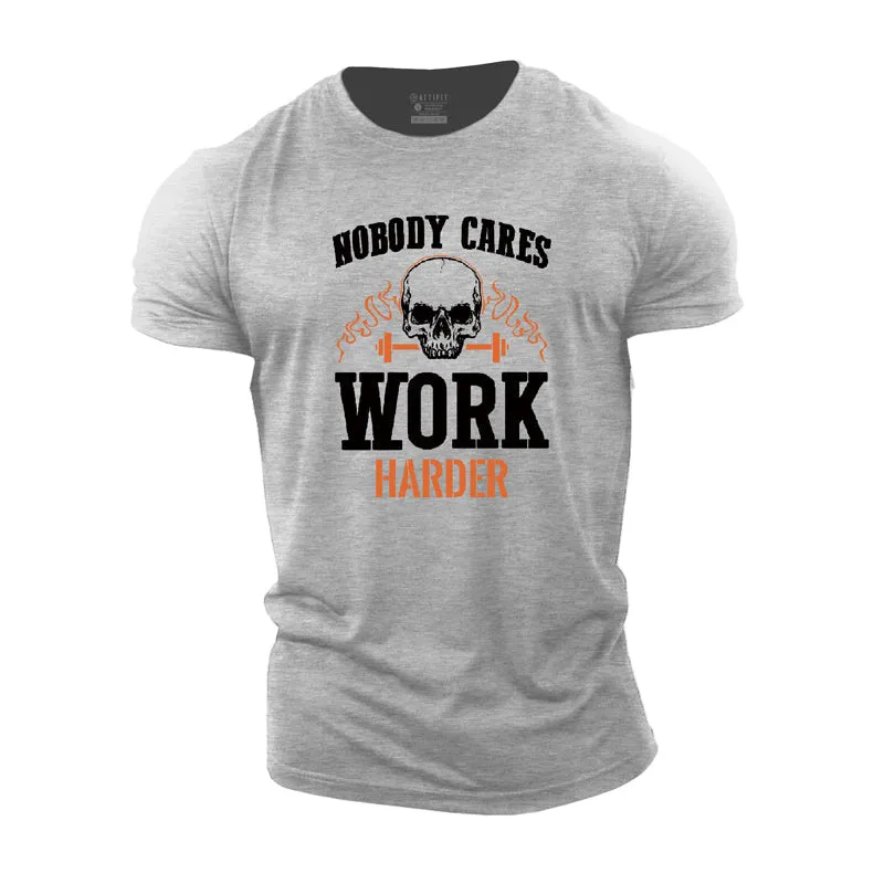 Skull Work Harder Cotton T-Shirt