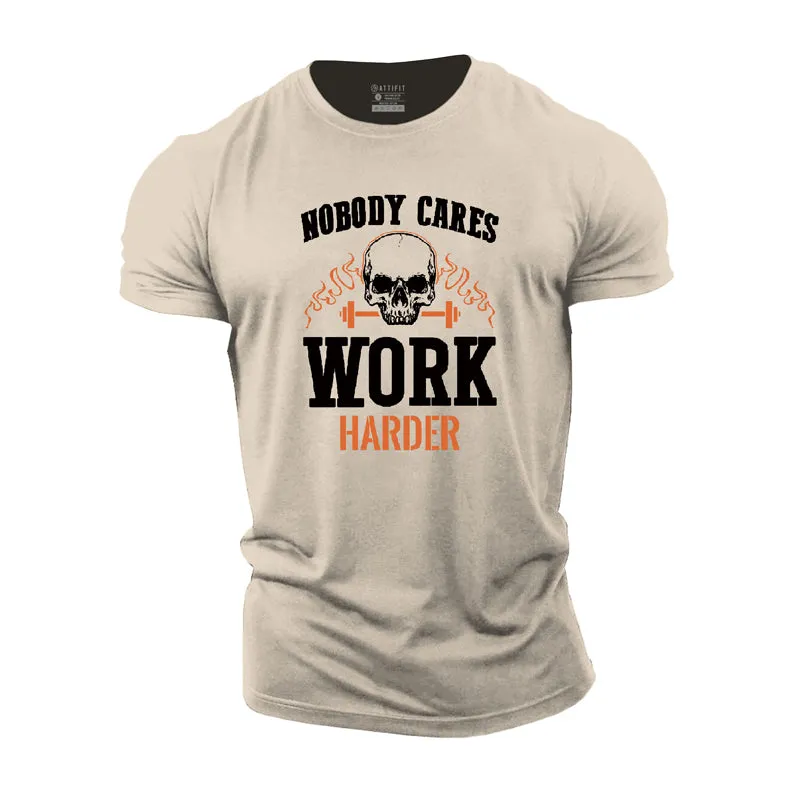 Skull Work Harder Cotton T-Shirt
