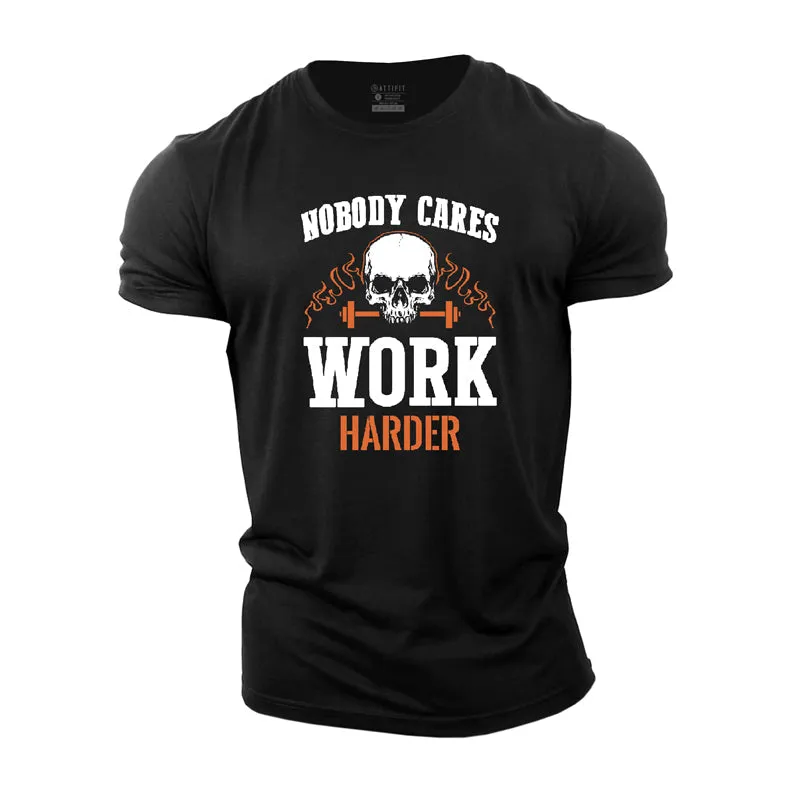 Skull Work Harder Cotton T-Shirt