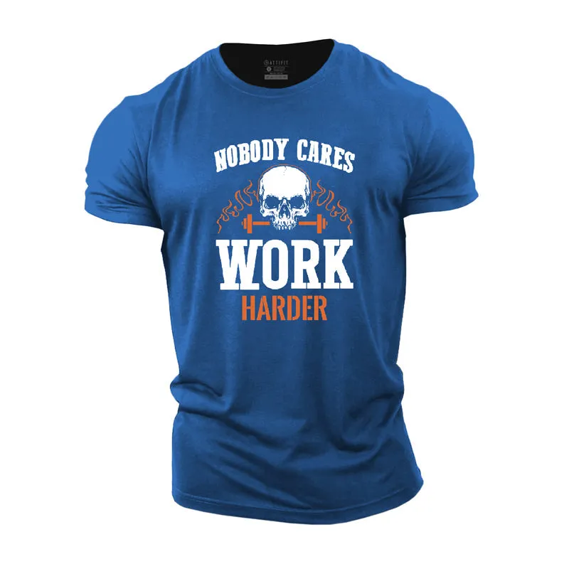 Skull Work Harder Cotton T-Shirt
