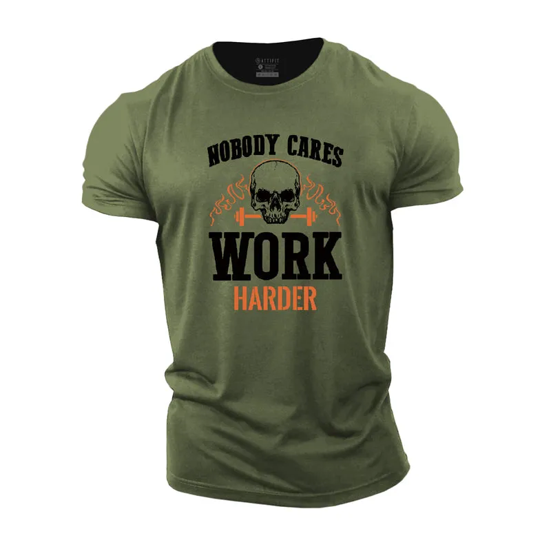 Skull Work Harder Cotton T-Shirt