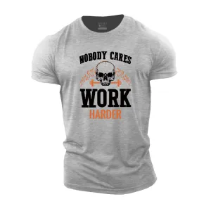 Skull Work Harder Cotton T-Shirt
