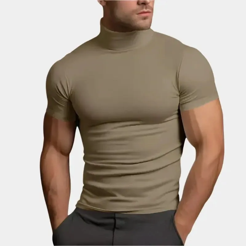 Solid Casual Turtle Neck T-Shirt - Cross & Crown