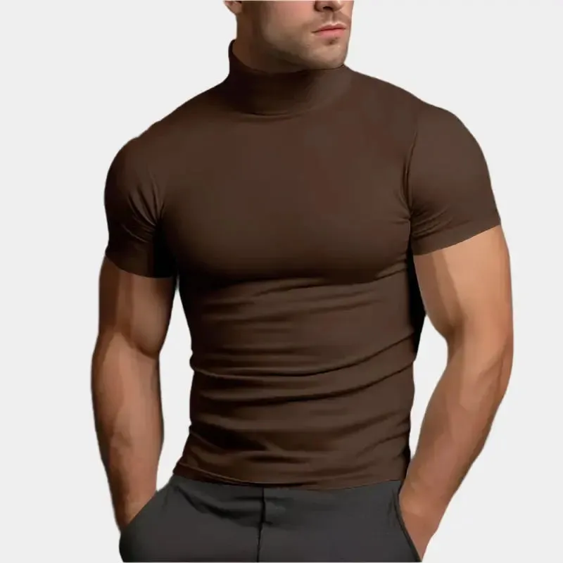 Solid Casual Turtle Neck T-Shirt - Cross & Crown
