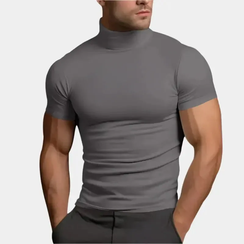 Solid Casual Turtle Neck T-Shirt - Cross & Crown