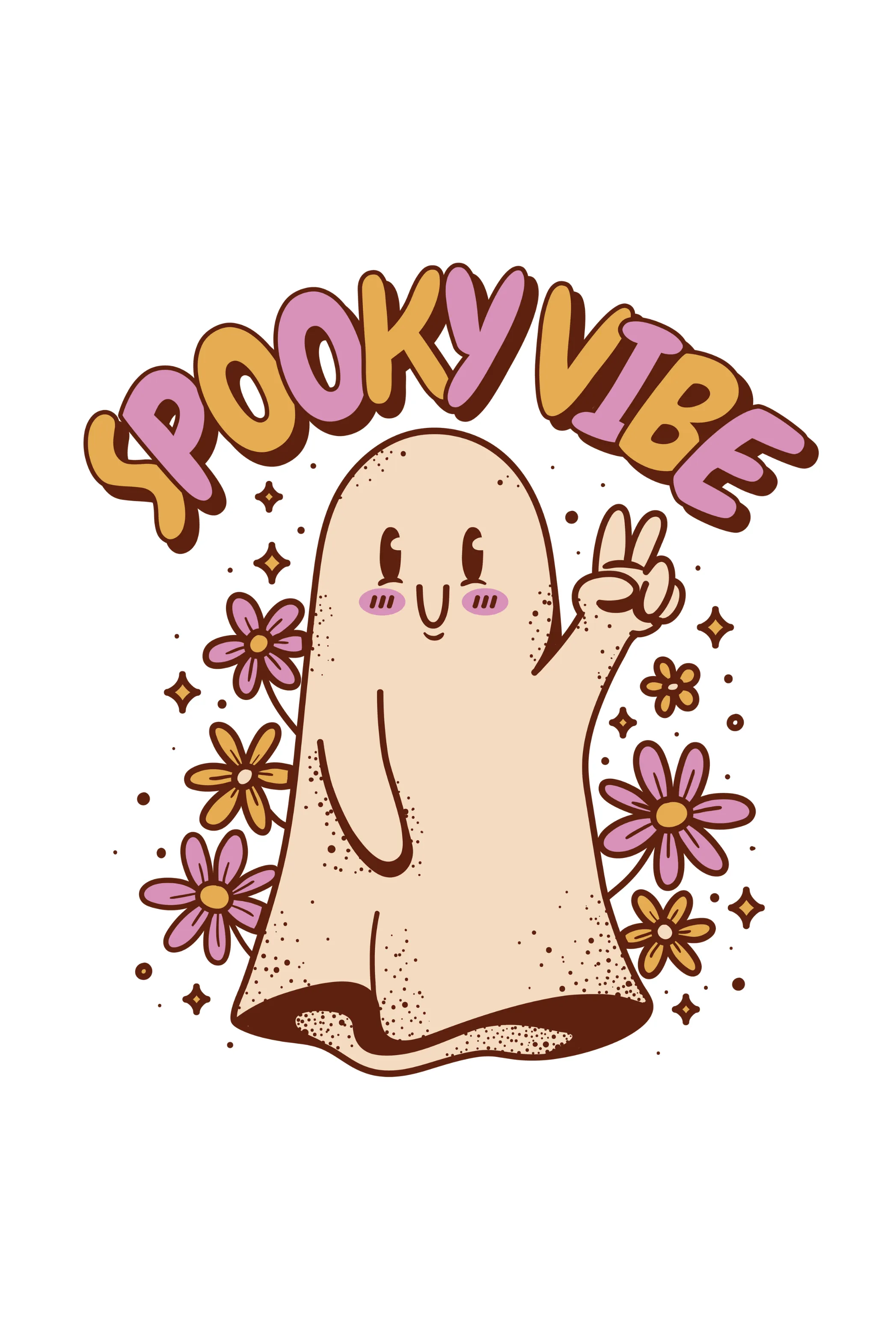 Spooky Vibe Cute Ghost Printed Sweatshirt for women