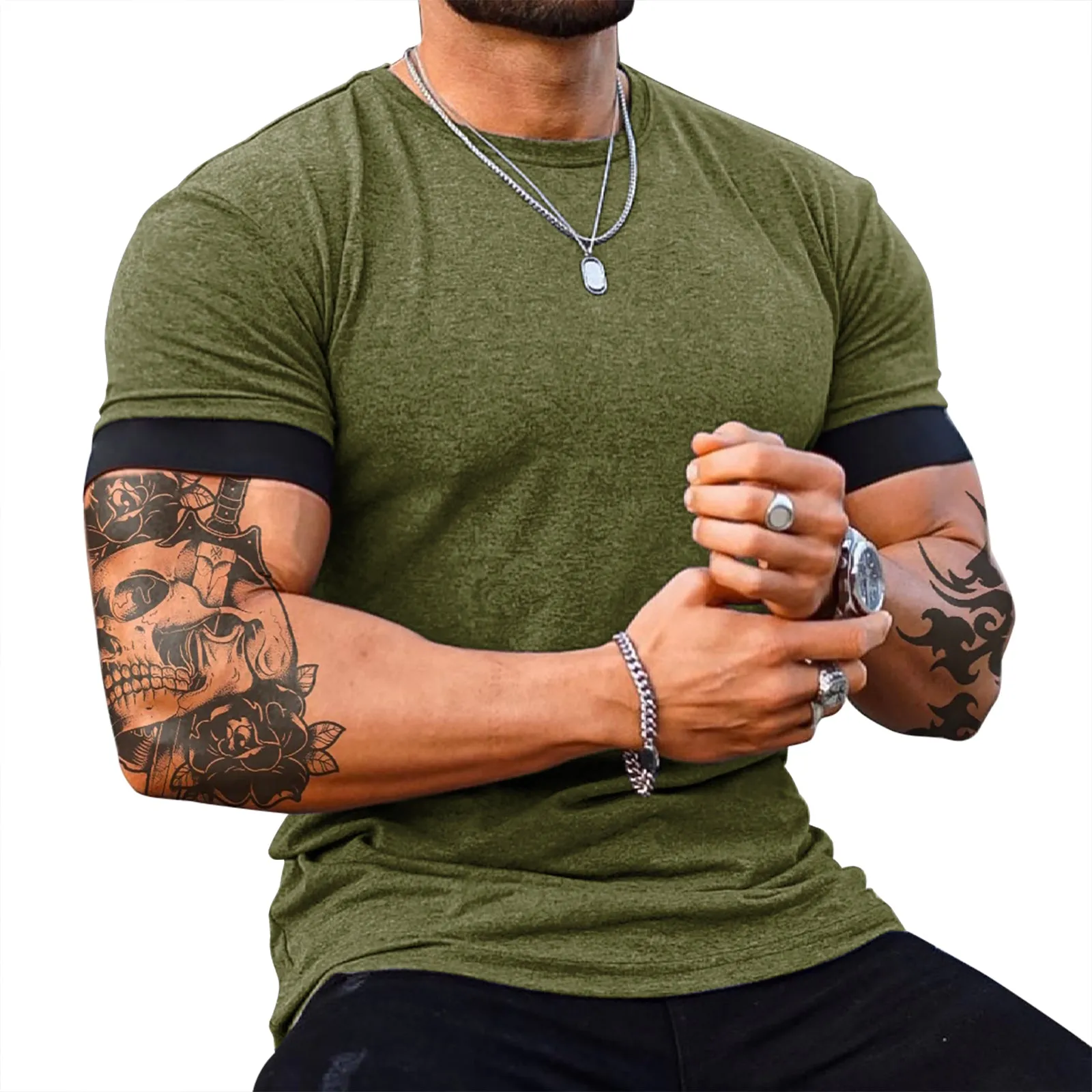 SPORTS FAKE TWO PIECES ACTIVE TEE