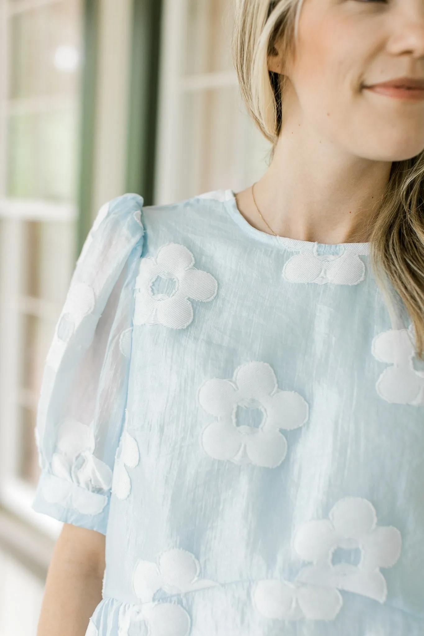 Subtle Blue Flower Top