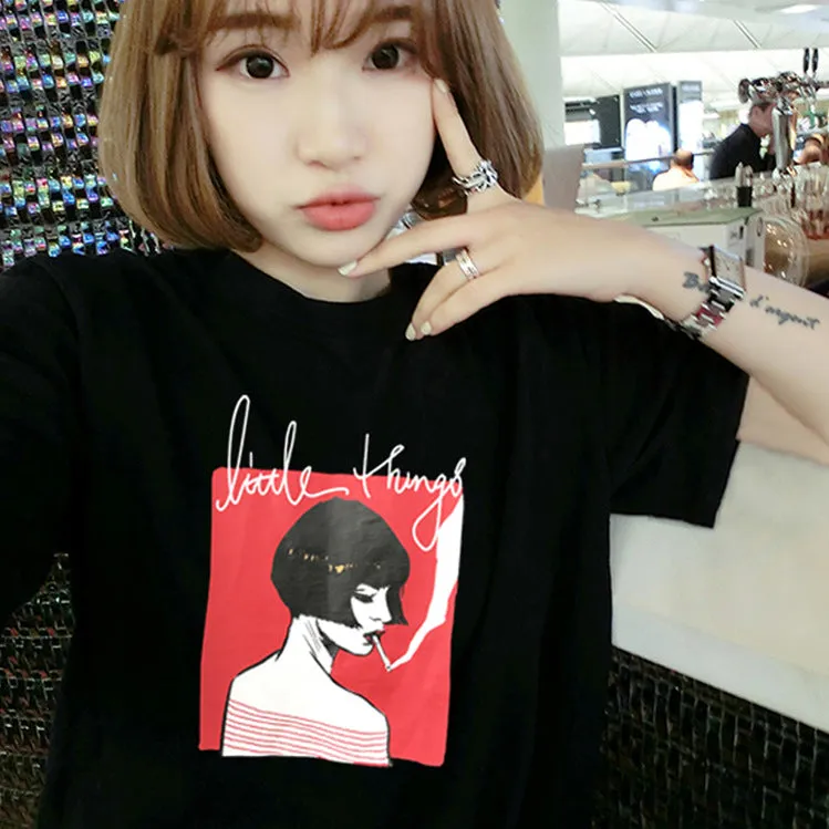 Summer Women Student Korean Girlfriends Loose White Half Sleeved Tops Minimalist Slimming Short Sleeve T-Shirt