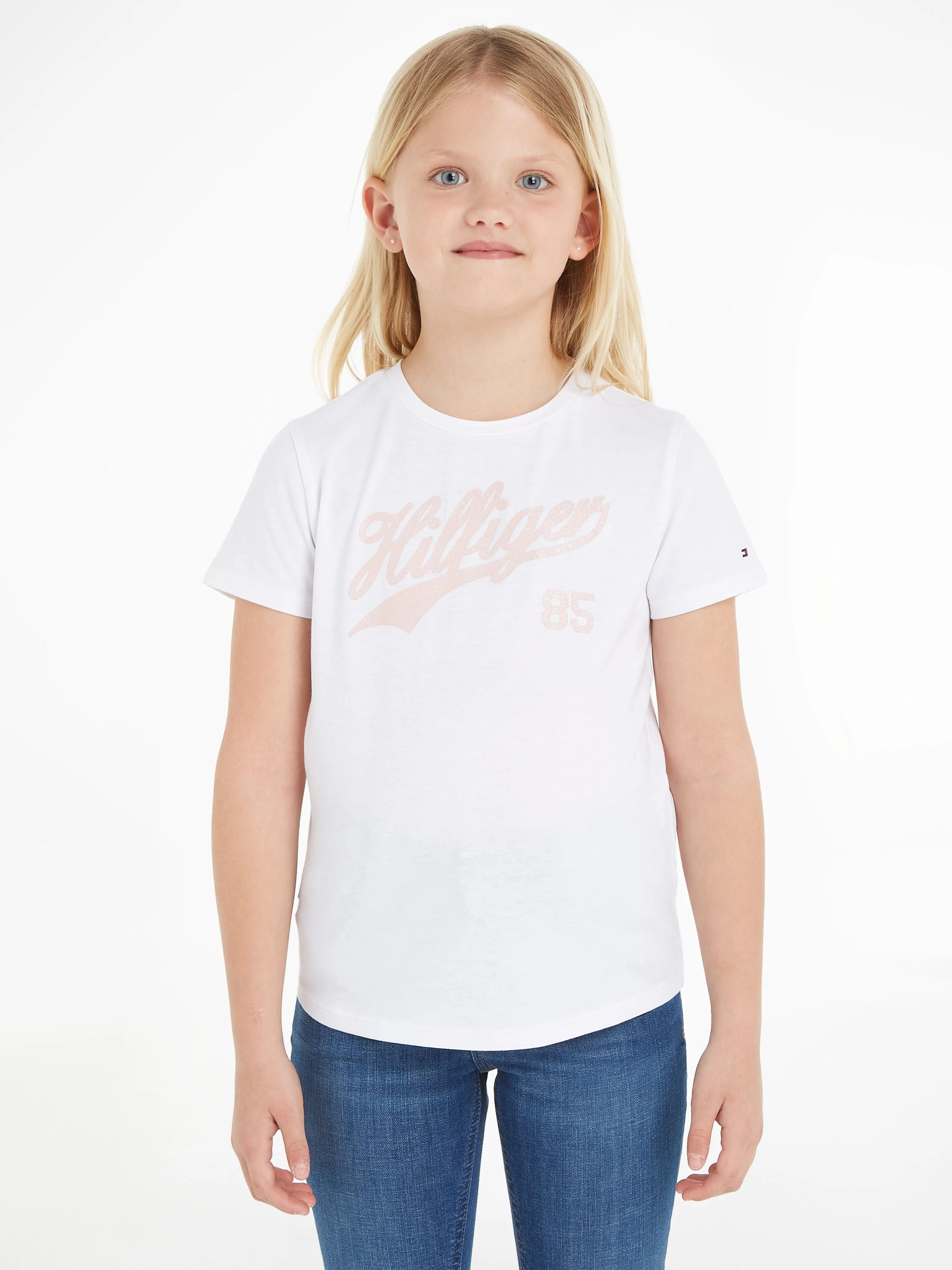 Tommy Hilfiger Girls Logo Script T-Shirt in White