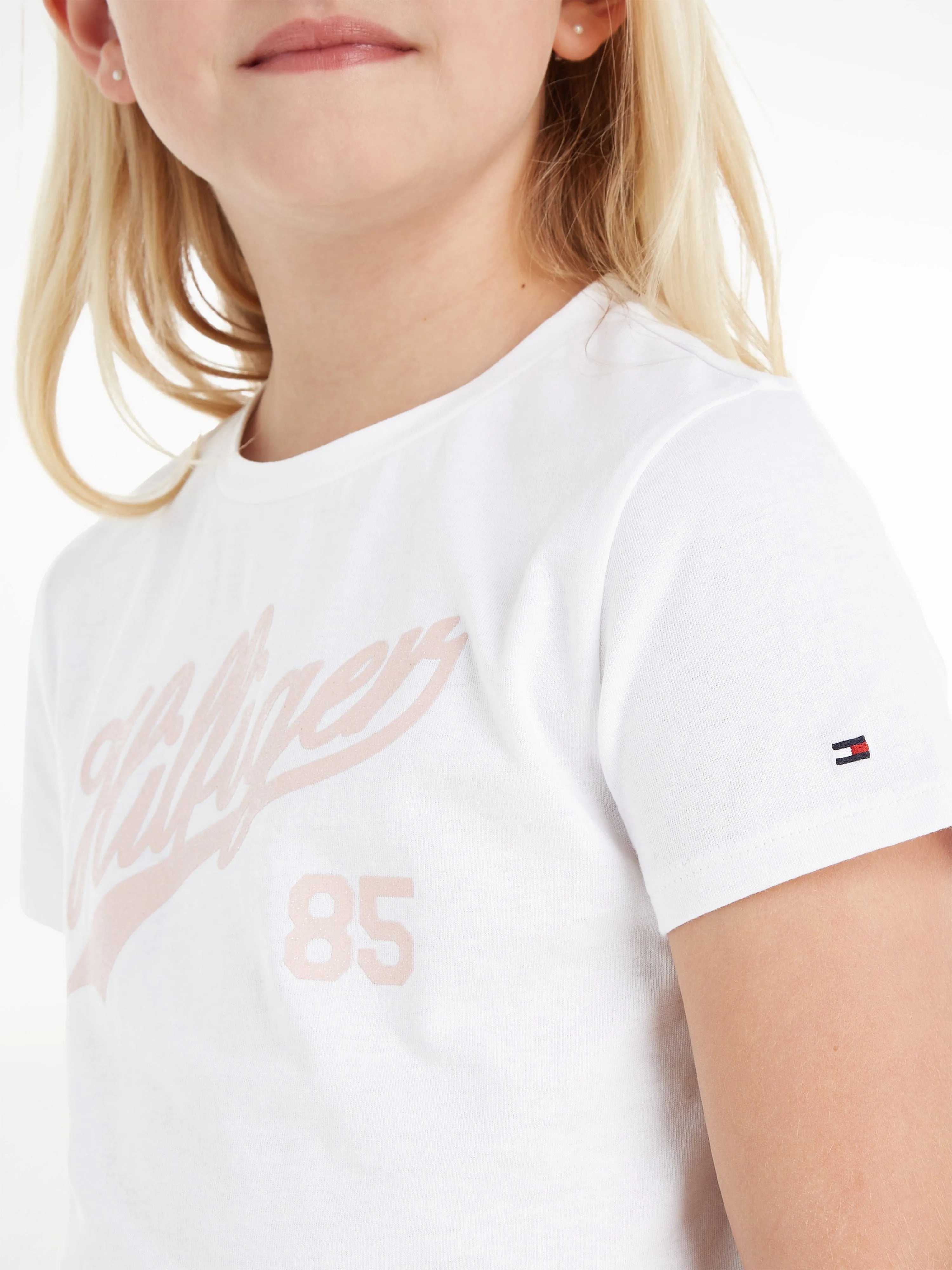 Tommy Hilfiger Girls Logo Script T-Shirt in White