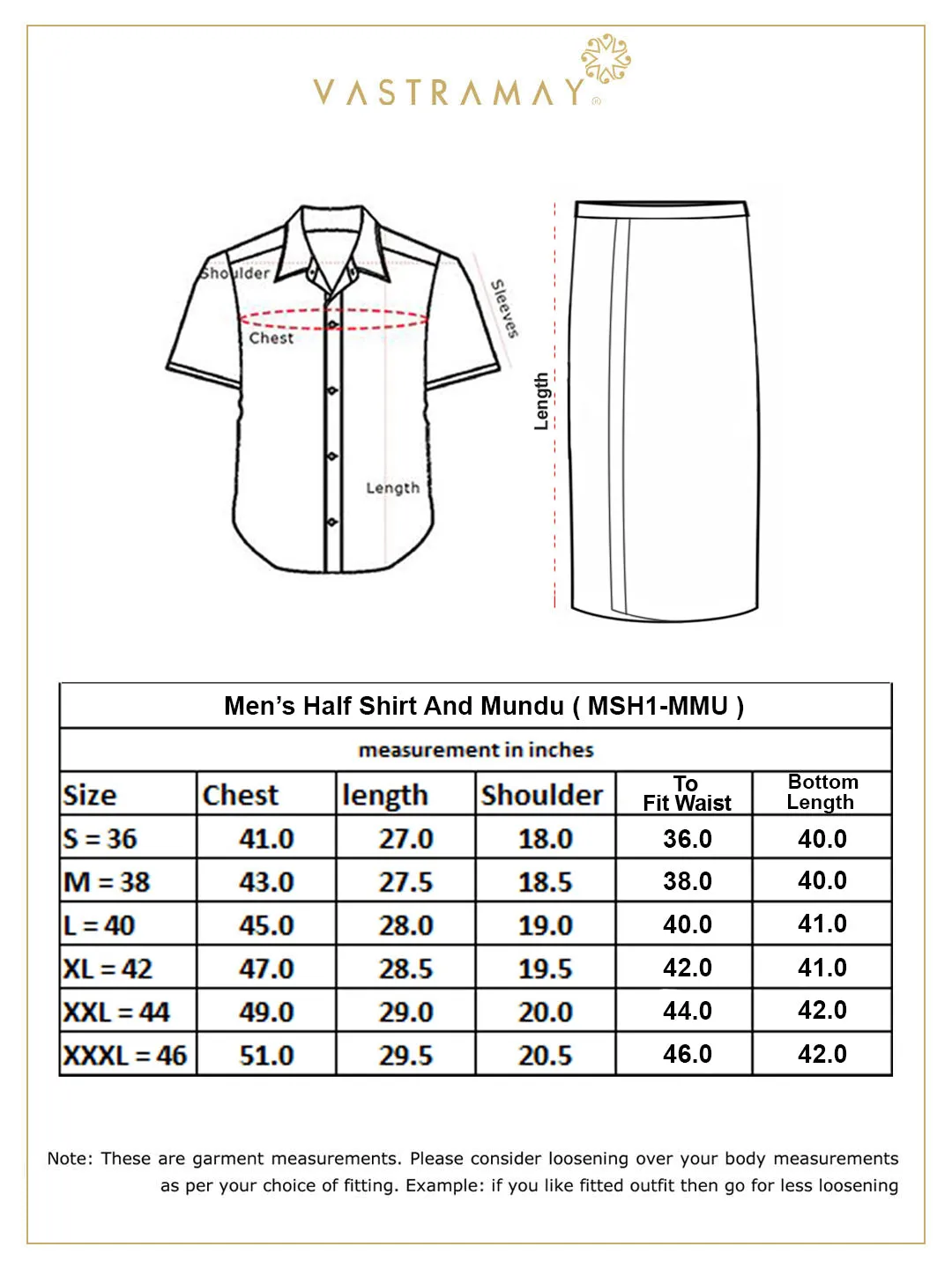 VASTRAMAY Men's Gold Silk Blend Shirt And Mundu