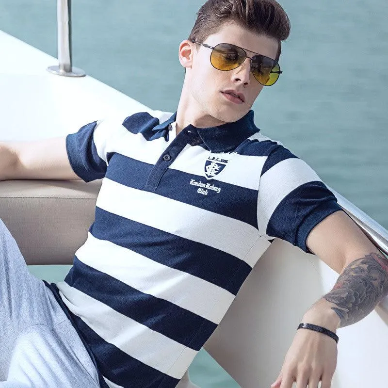 West Louis Summer Breathable Striped Polo
