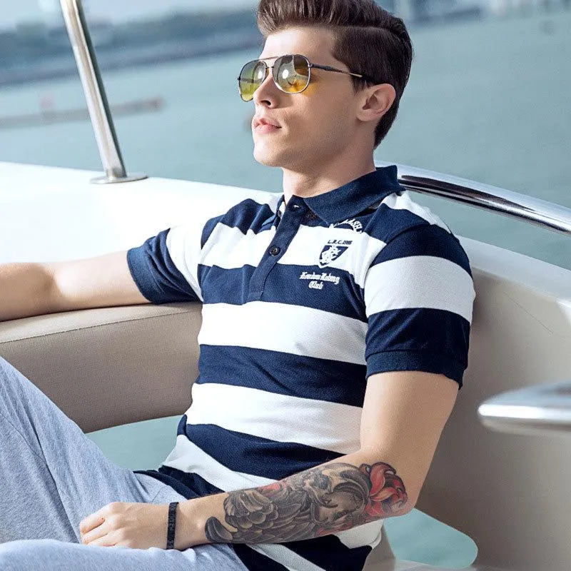 West Louis Summer Breathable Striped Polo