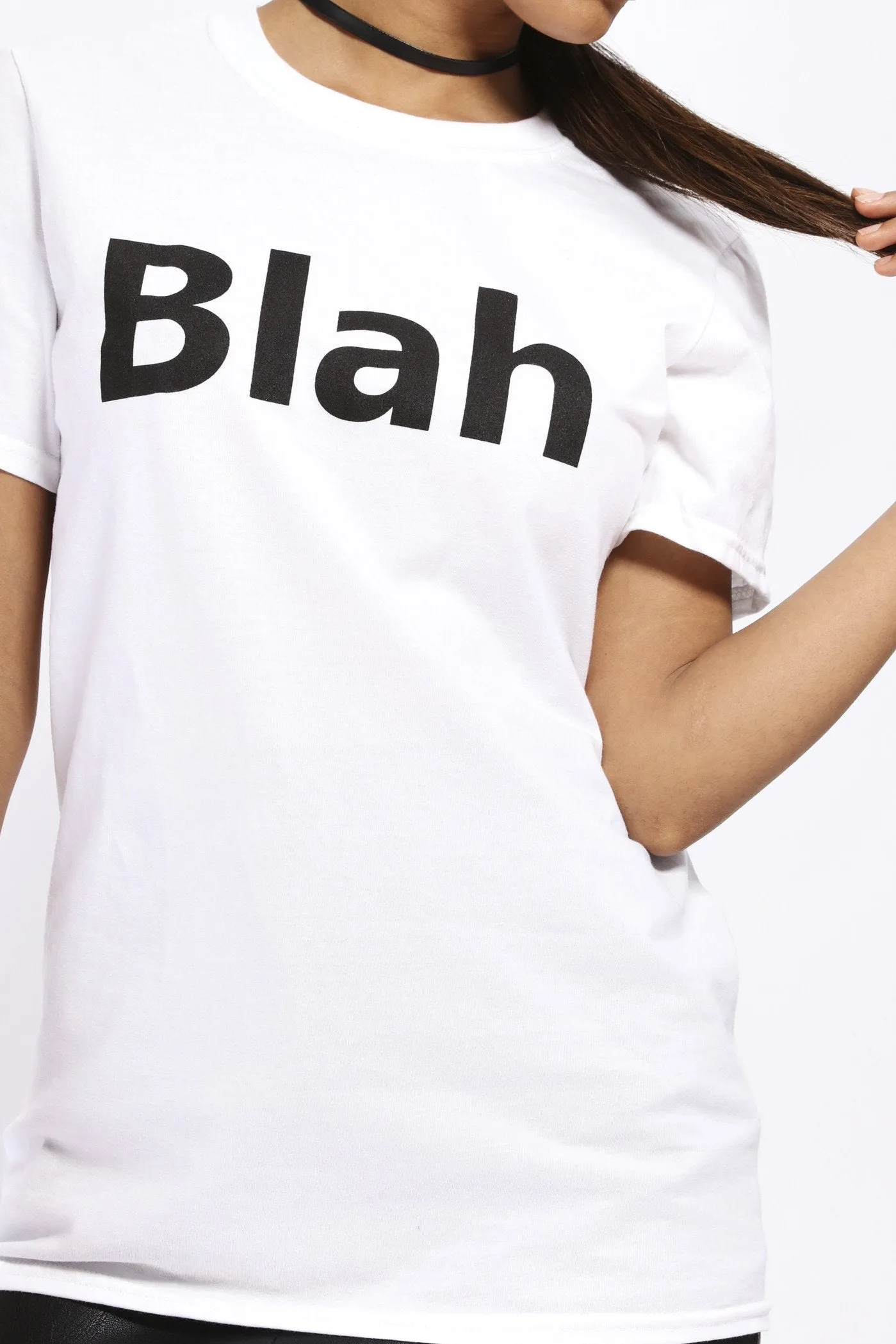 White Blah Slogan Tshirt
