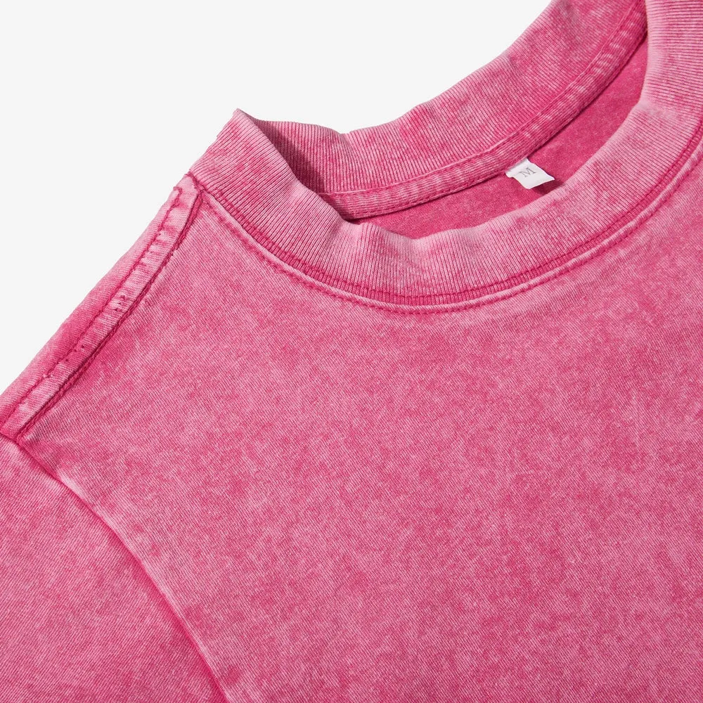 Women Cotton Crop Washed T-Shirts with Hand Picked Cherries Prints and Distressed Details
