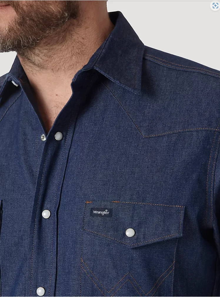 Wrangler Cowboy Cut Firm Finish Denim Short Sleeve Work Western Shirt Style MS3127B