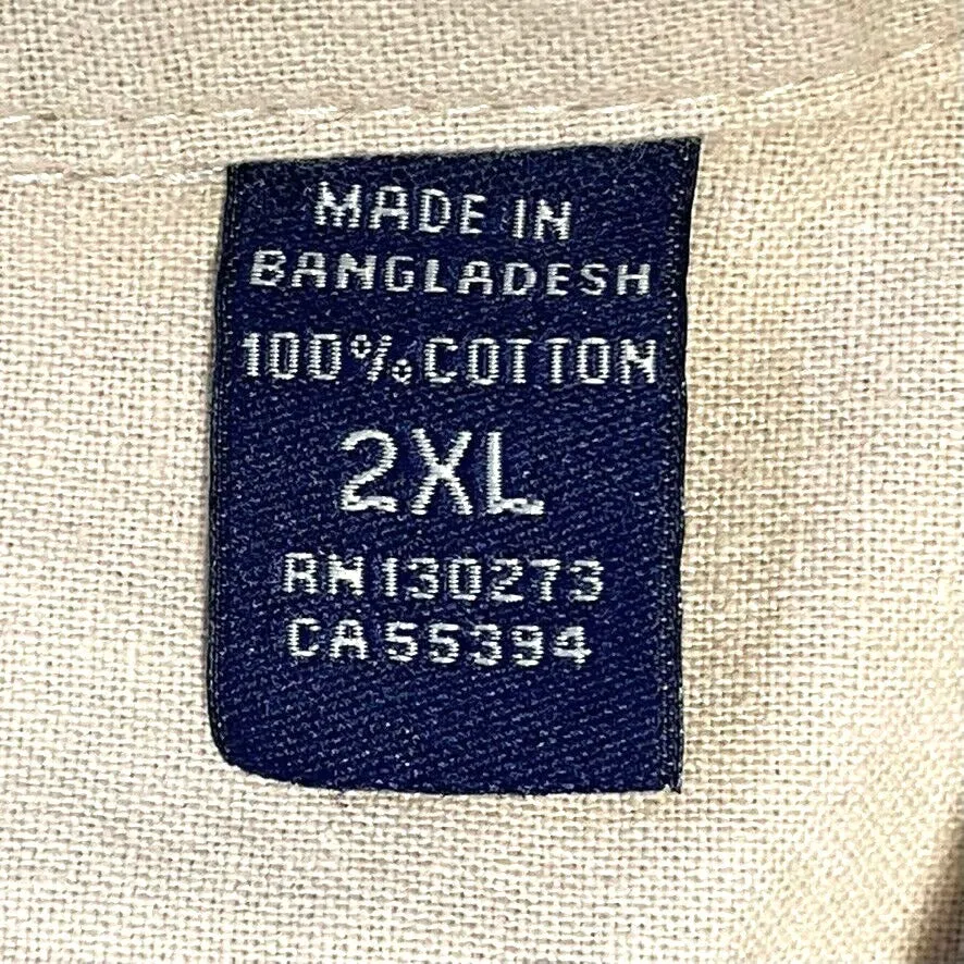 Wrangler Men's Button Up Shirt Lightweight Western Workwear Beige Size 2XL