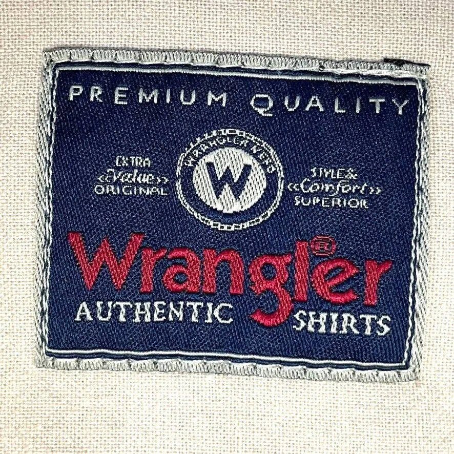 Wrangler Men's Button Up Shirt Lightweight Western Workwear Beige Size 2XL