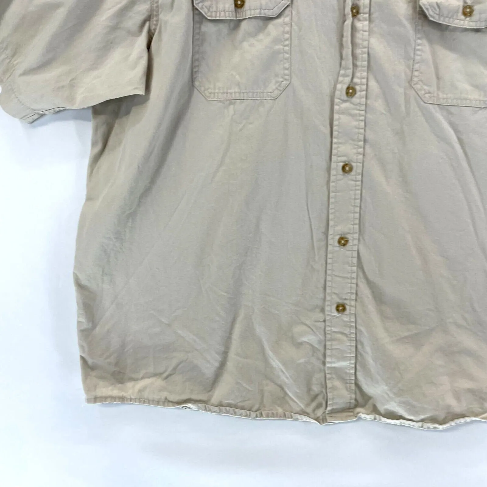 Wrangler Men's Button Up Shirt Lightweight Western Workwear Beige Size 2XL