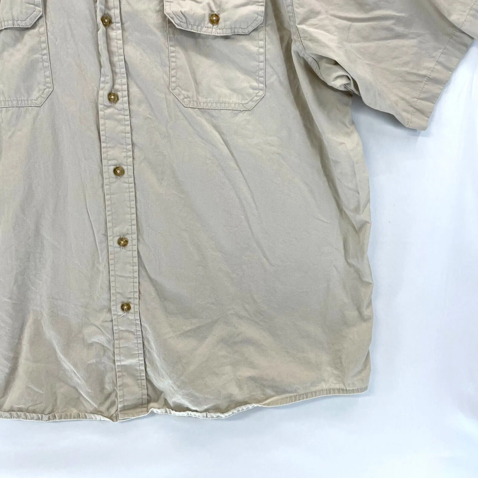 Wrangler Men's Button Up Shirt Lightweight Western Workwear Beige Size 2XL