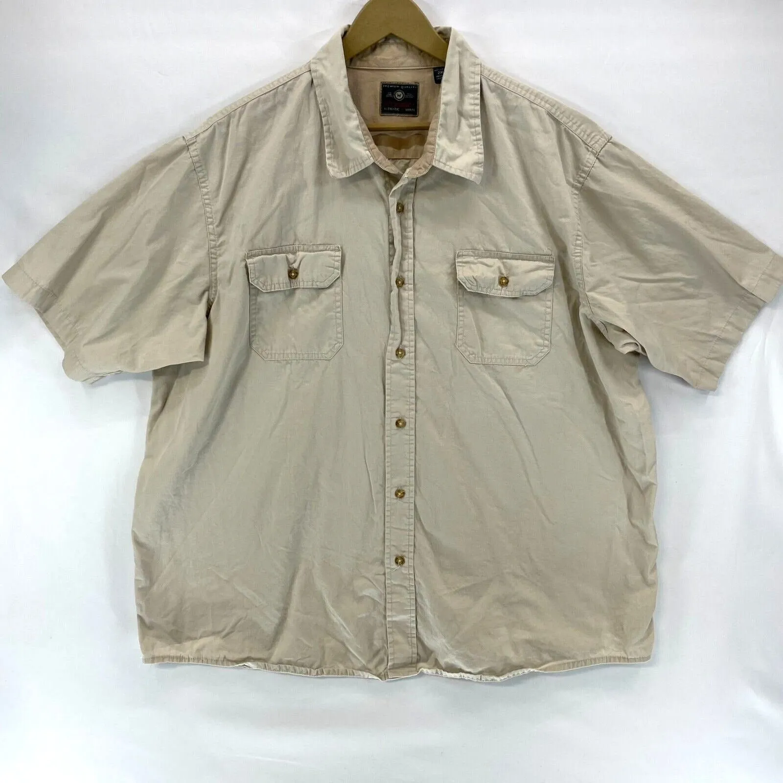 Wrangler Men's Button Up Shirt Lightweight Western Workwear Beige Size 2XL