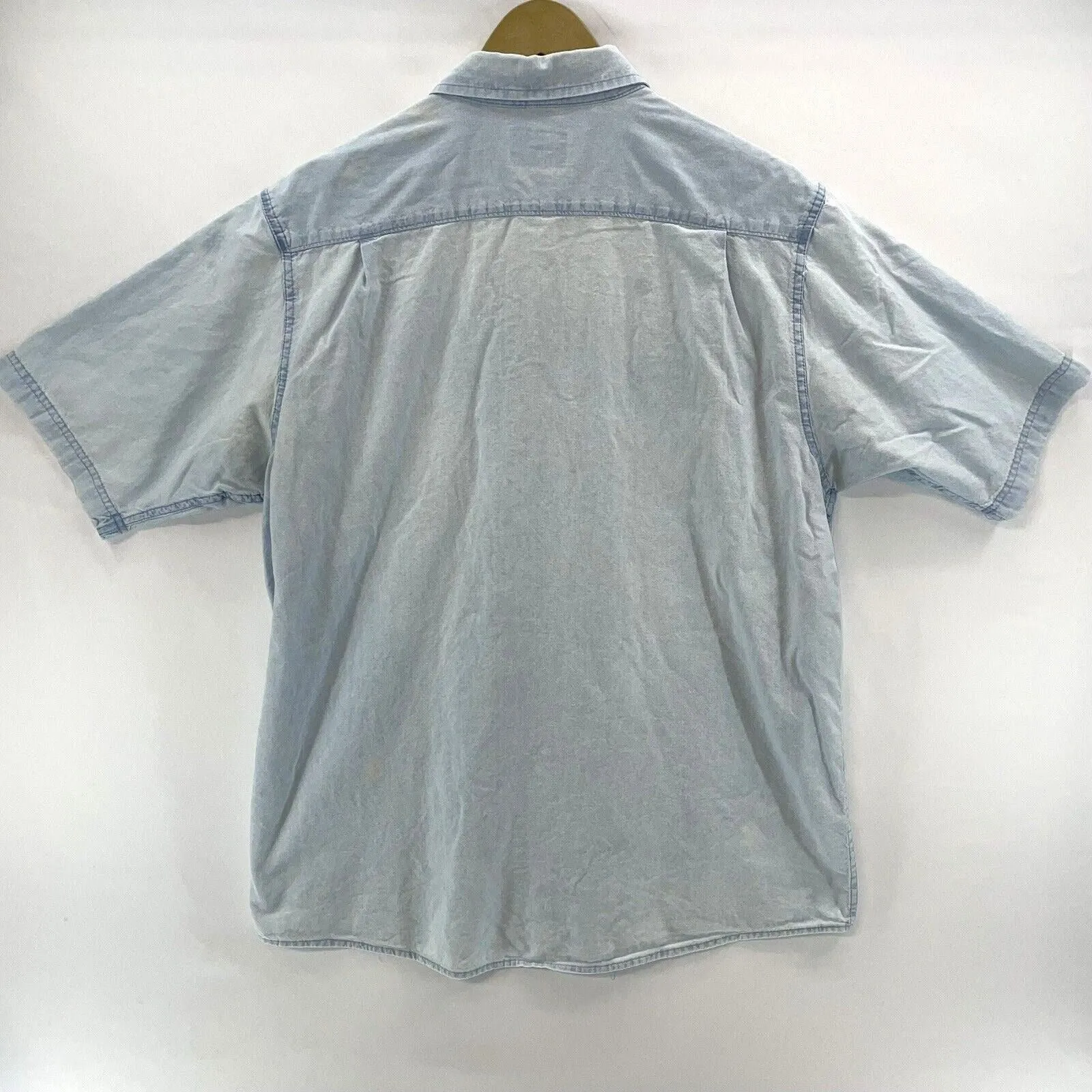 Wrangler Men's Denim Button Up Shirt Distressed  Size L