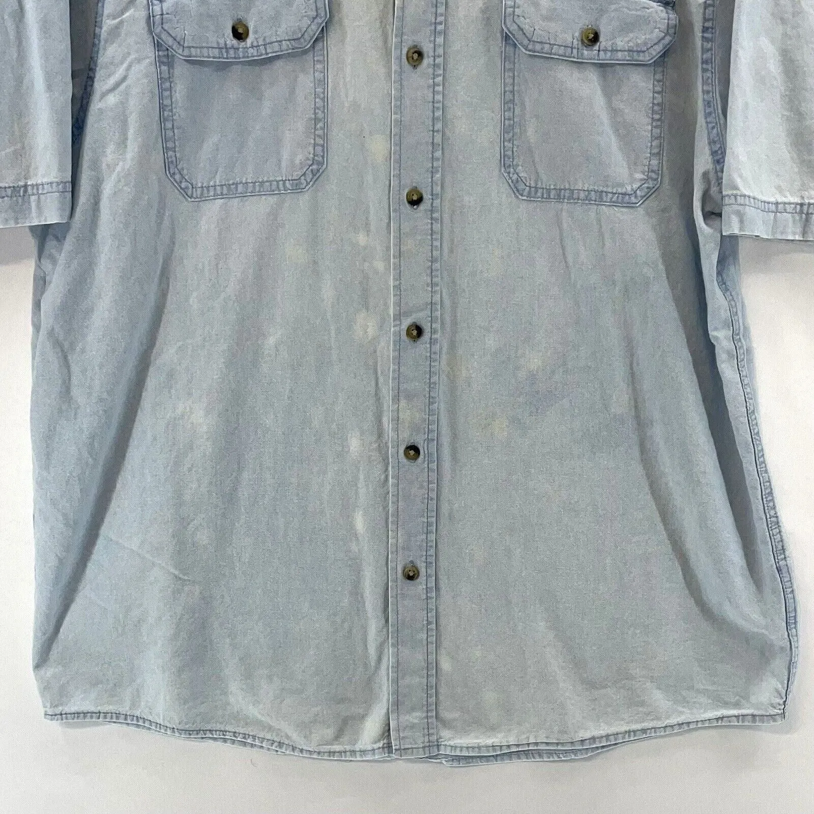 Wrangler Men's Denim Button Up Shirt Distressed  Size L