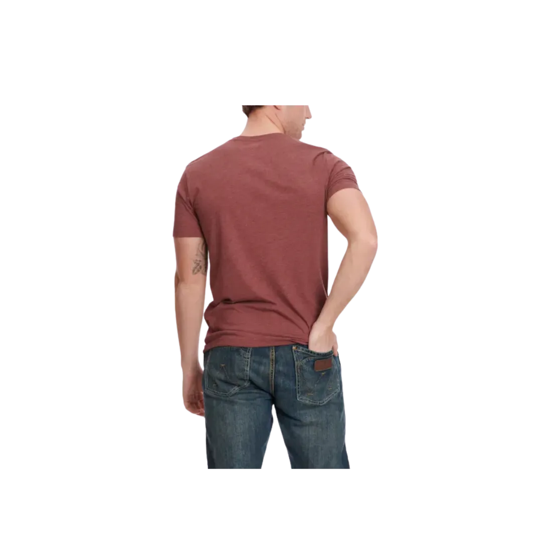 Wrangler Men's Short Sleeve Black Logo Graphic Burgundy T Shirt
